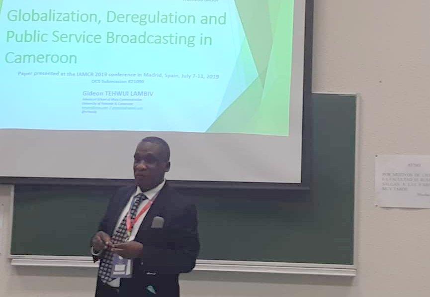Gideon Tehwui Lambiv presenting his paper at IAMCR 2019 Gideon Tehwui Lambiv presenting his paper at IAMCR 2019